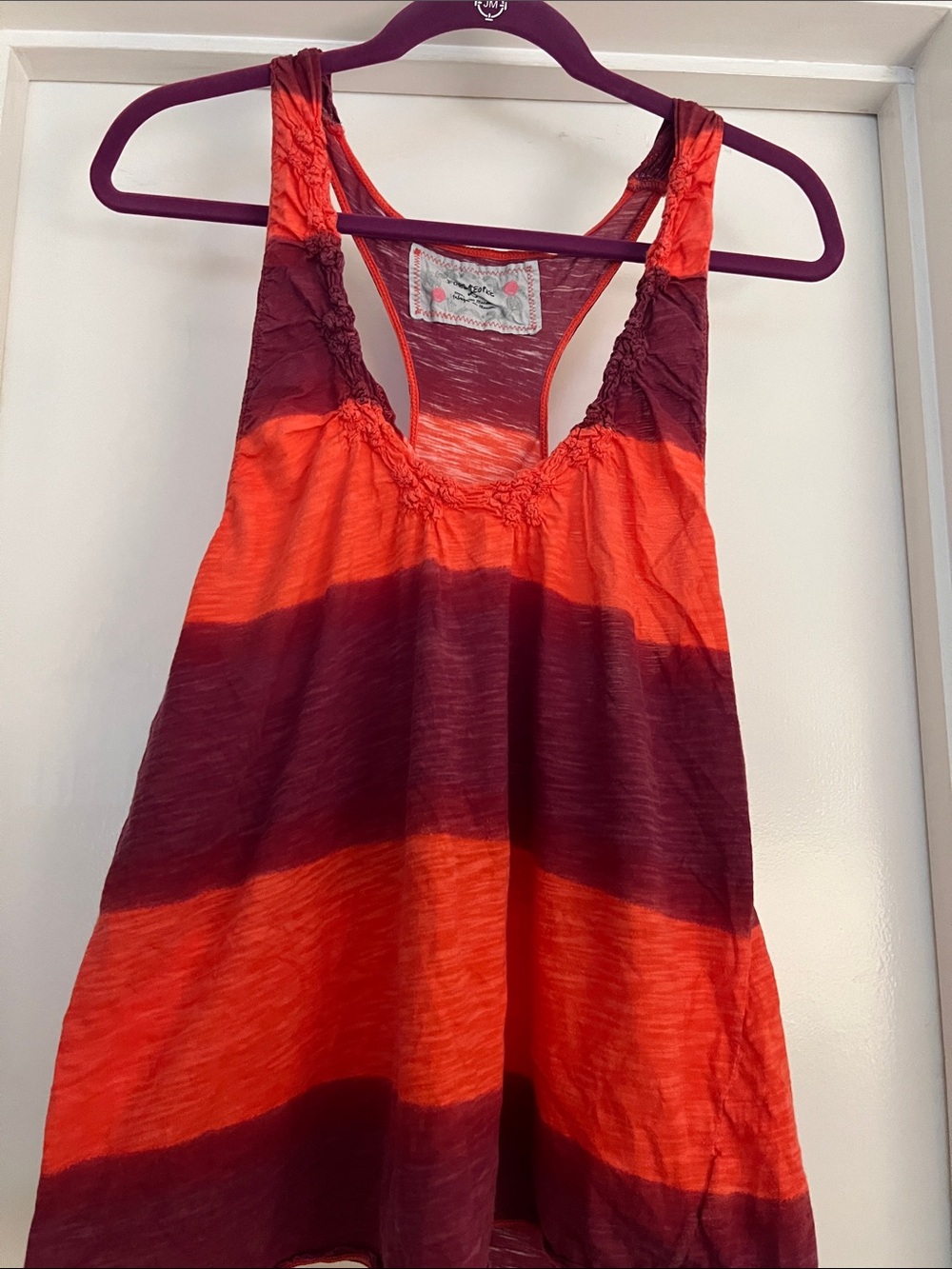 Free People Striped Racerback Tank in Red and Plum